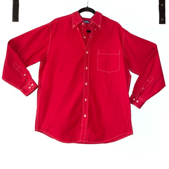 Jantzen Mens Dress Shirt mens size large red button down cowboy western holiday - Picture 2 of 12